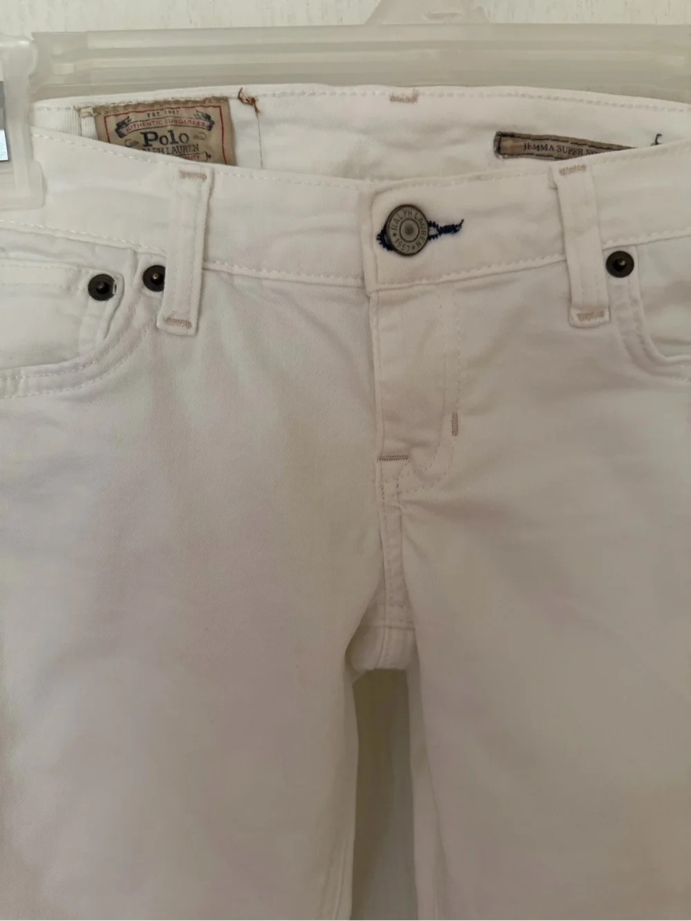 Vtg Polo Ralph Lauren White Jeans Boys, Sz 7